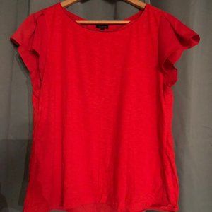 Red Cap-sleeved Blouse